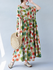 Garden style floral dress 150 pounds 180 pounds fat mm large size women  temperament long skirt