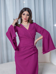 Rose Red Elegant Waist Straight Dress