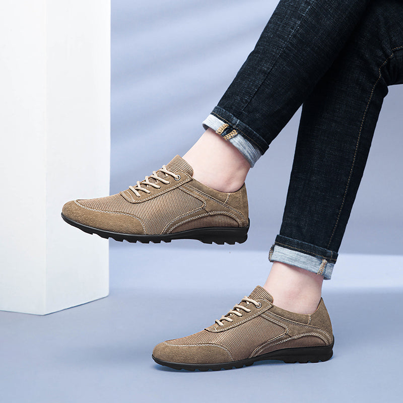 Men's sports shoes, spring  -top mesh shoes, hiking shoes, flat-bottomed large size driving sports shoes