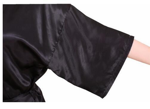 New Black Chinese Women's  Silk Robe Bathrobe Hot Sale Kimono Yukata Yukata Solid Color Pajamas