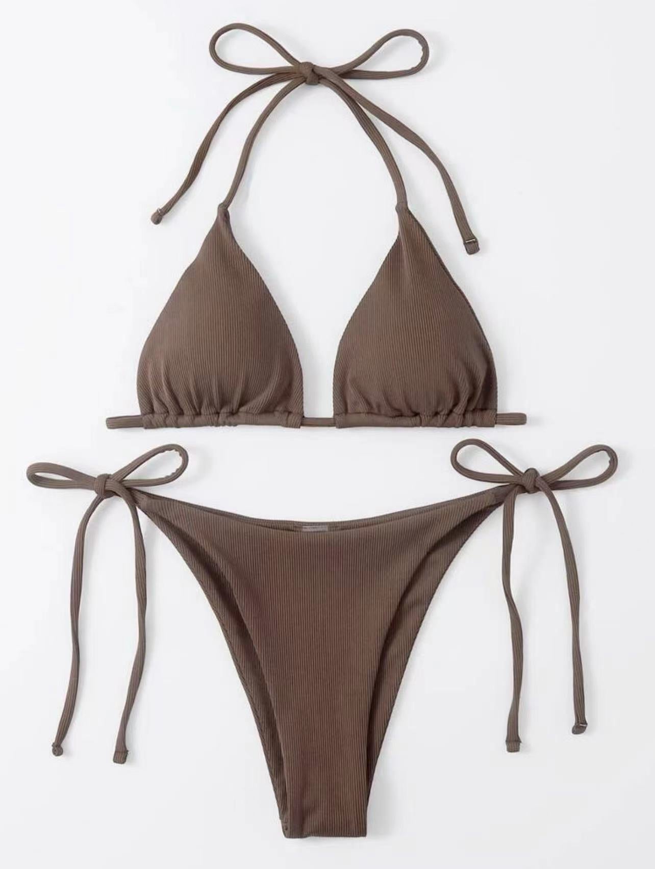 2023 European and American new sexy three-point small pit strip split swimsuit bikini bikini