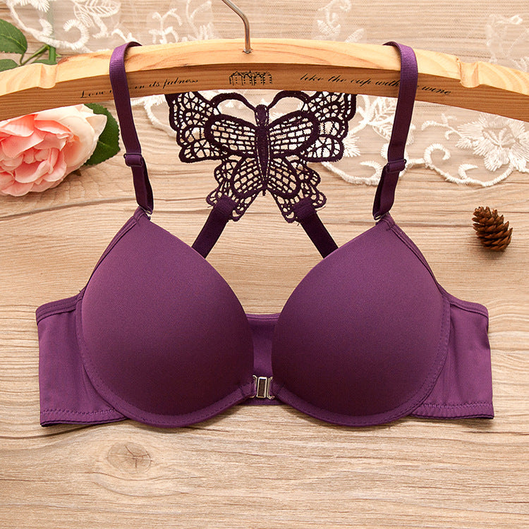 Front button girl underwear gathered sexy Japanese bra, lace trim back bra set