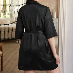 Spring and summer sexy  silk kimono nightgown simple  cardigan tie bathrobe thin section home service pajamas