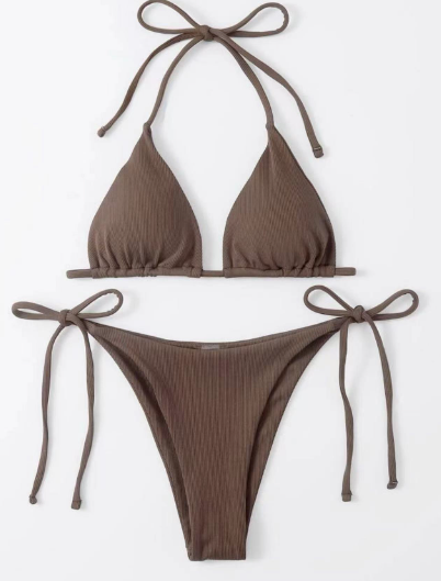 2023 European and American new sexy three-point small pit strip split swimsuit bikini bikini
