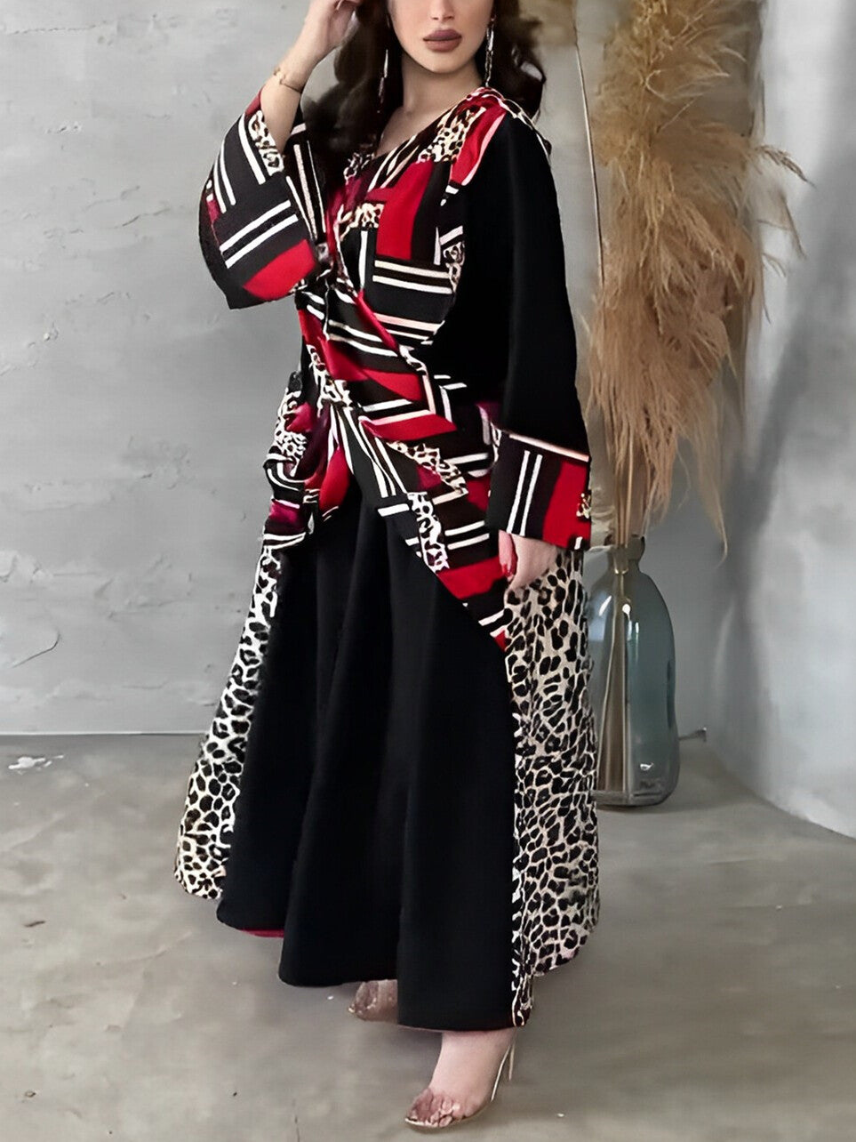 Elegant Leopard Geometric Print Dress