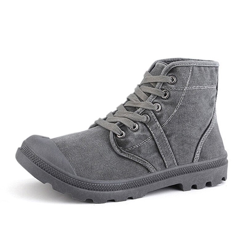 New canvas shoes mid-top men's shoes retro British casual high-top shoes men's hiking Martin boots old cloth shoes