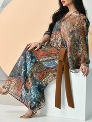 Vintage Print  Tie Dress