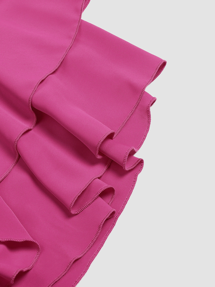 Elegant Ruffled Slit Dress