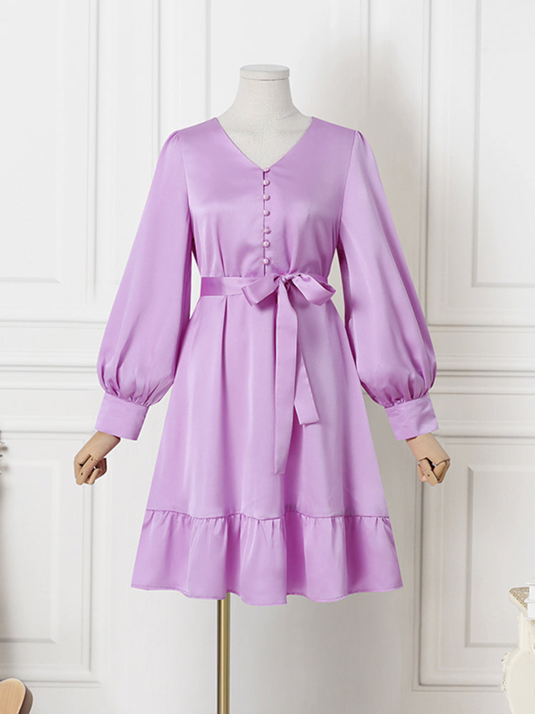 ZANZEA Women Elegant Dresses Solid V-Neck Long Sleeve Thigh Length Dress Fashion Holiday Casual Loose Ladies Vestido Plus Size