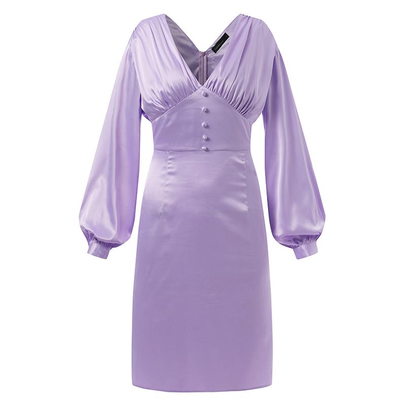 Celmia Elegant Party Dress 2022 Women Sexy Off Shoulder Knee-length Satin Dress Buttons Hem Slit Pleated Bodycon Club Vestidos