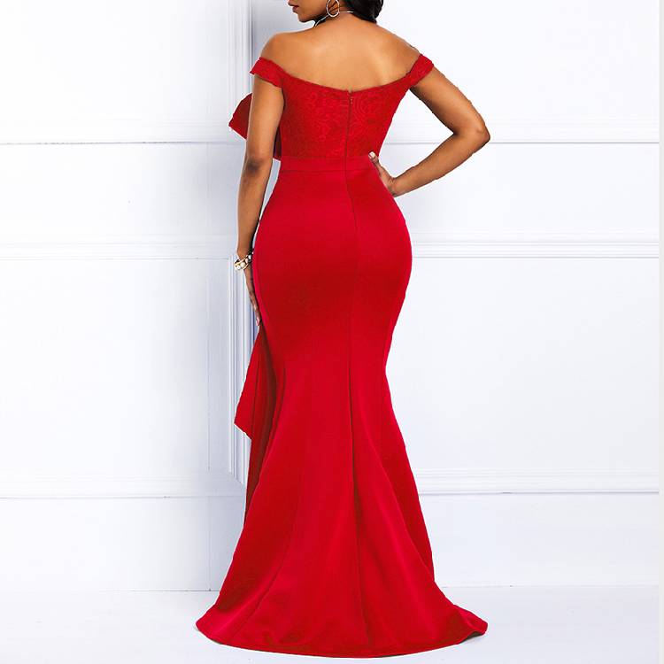 MD Bodycon Women Dress Elegant African Ladies Mermaid Beaded Lace Wedding Evening Party Maxi Dresses 2021 New Year Clothes