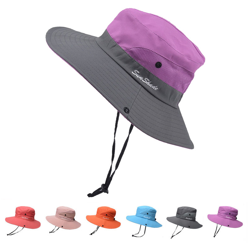 3q Fishing Hat Sun Protection UPF 50+ Sun Hat Bucket Summer Men Women Large Wide Brim Bob Hiking Outdoor Hat with Chain Strap