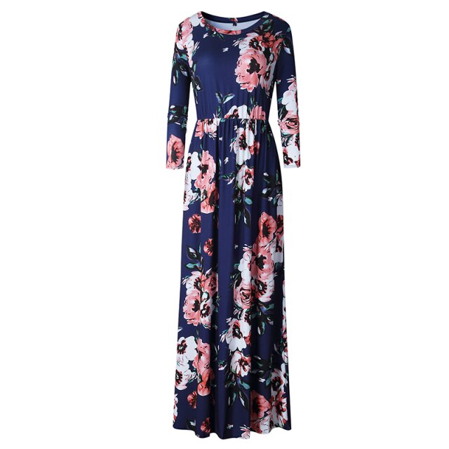 AECU Women Summer Long Dress Floral Print Boho Beach Dress Tunic Maxi Dress Women Sundress Vestidos De Festa XXXL 2021