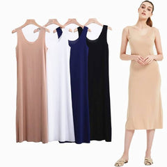 M 5XL Plus size nightgowns women sleep ice silk nightdress  seamless vest long dress female nightshirt bottoming shirt