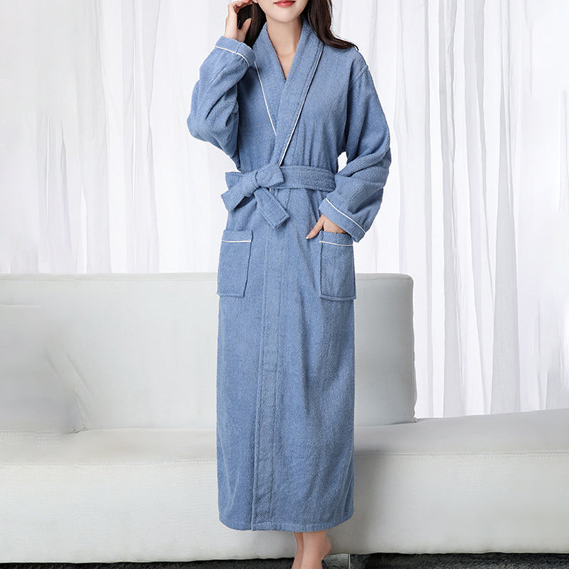 Cotton Waffle Bathrobes Men And Women Couples Absorbent Bathrobes Hotel Nightgown Bathrobe Lounge Negligee Sleepwear Plus Size  Bathrobe