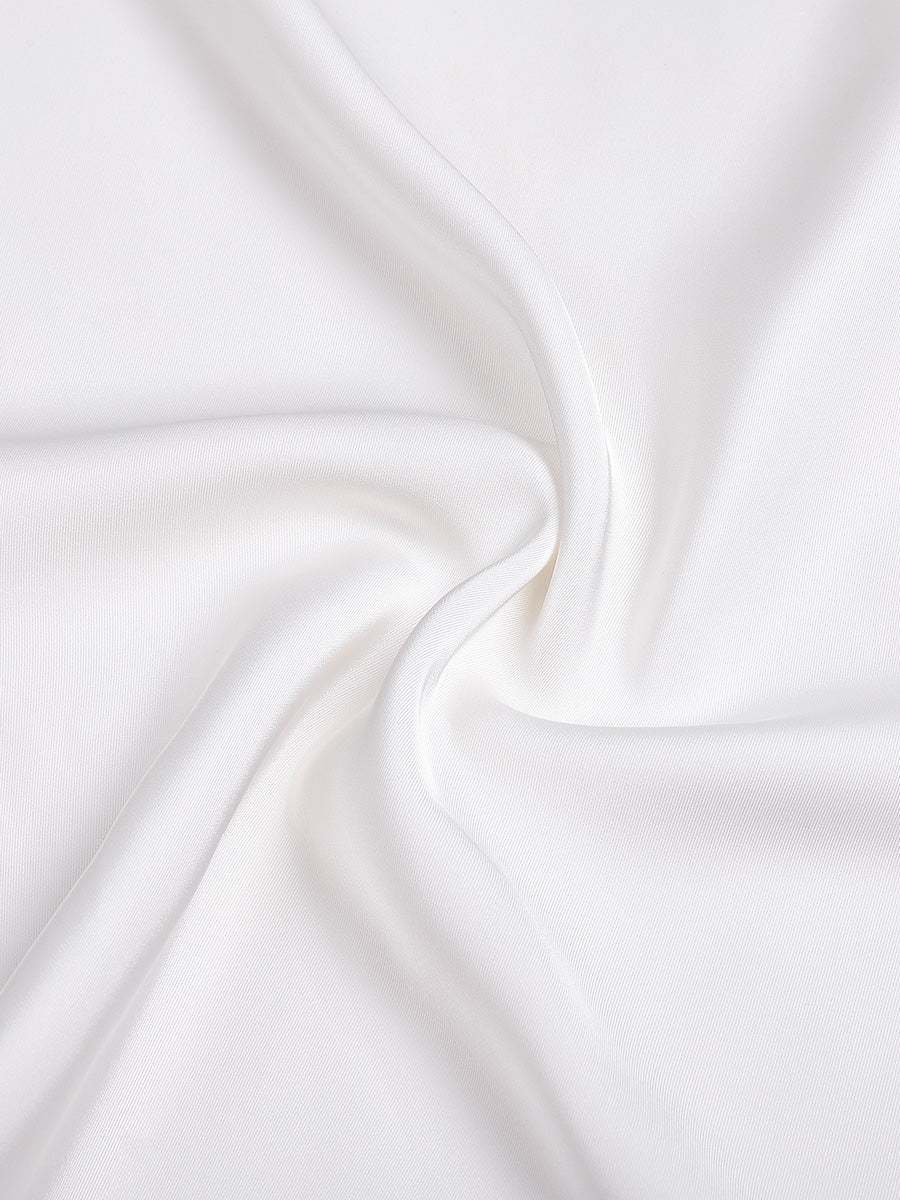 Elegant satin dress with black and white contrast stitching