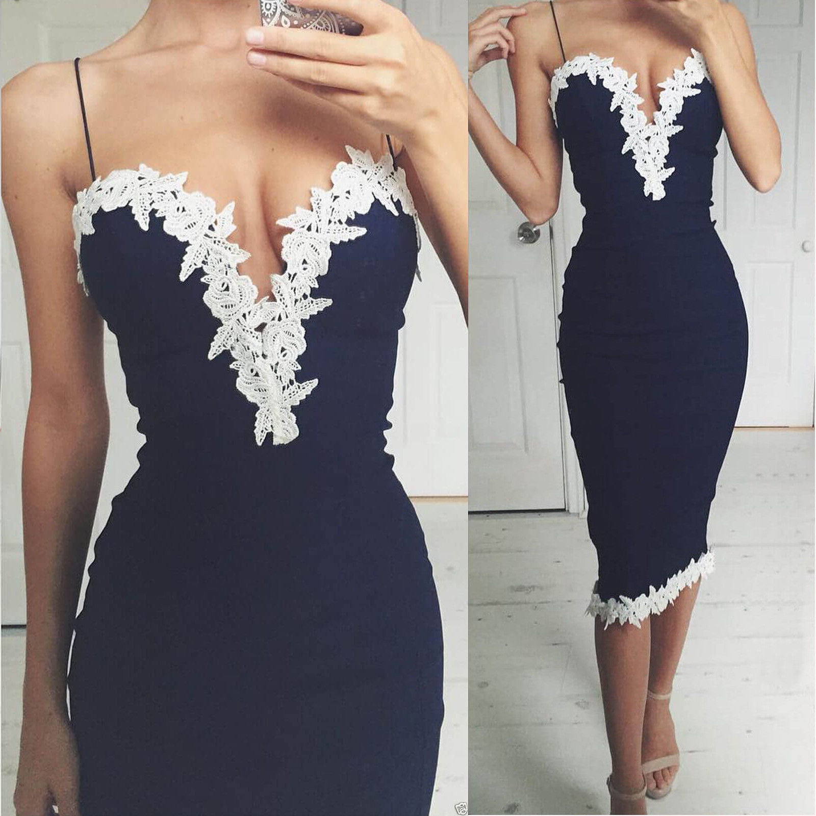 Summer Hot Sexy Women Bodycon Lace Floral Print Dress Sleeveless Party Fashion  Pencil Dresses