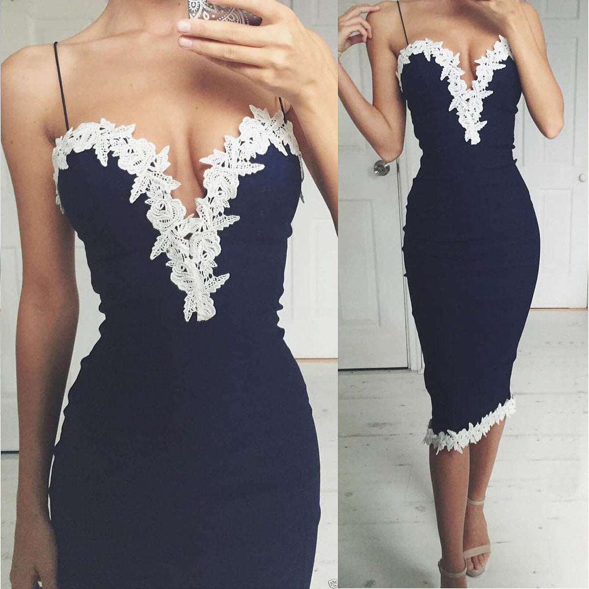 Summer Hot Sexy Women Bodycon Lace Floral Print Dress Sleeveless Party Fashion  Pencil Dresses