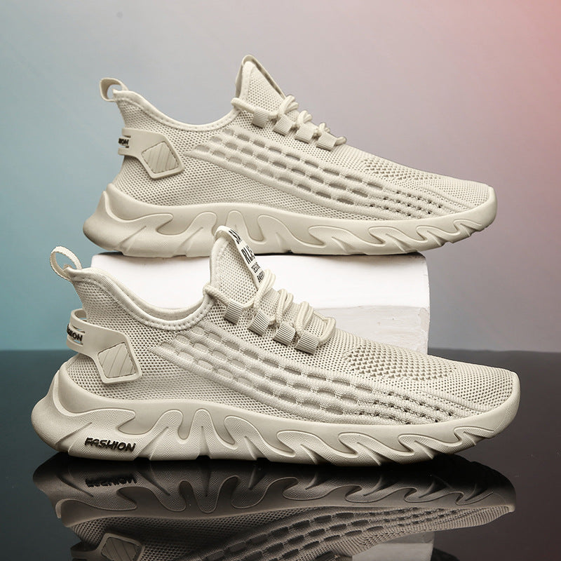 Men's shoes 2023 new summer breathable thin section flying mesh shoes men's casual all-match deodorant mesh sports trendy shoes