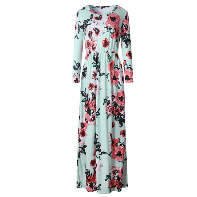 AECU Women Summer Long Dress Floral Print Boho Beach Dress Tunic Maxi Dress Women Sundress Vestidos De Festa XXXL 2021