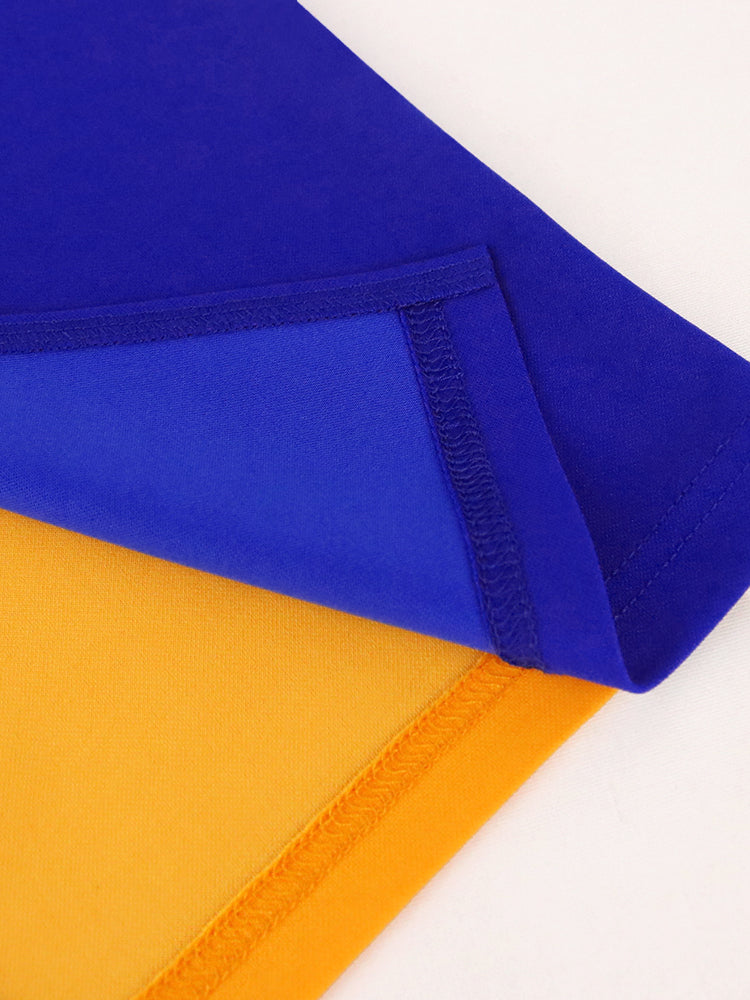 AOMEI Patchwork Dress Bodycon Party Cold Shoulder Color Block Women Peplum Short Sleeve V Neck Elegant African Summer Office New