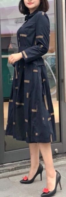 Elegant Fashion Geometric Print Belt Dress 2022 Spring Long Sleeve Lapel Loose Pullover Midi Dress Women Clothes 2r20 Print Irregular