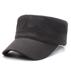 Fashion Military Cap Men Cotton Flat Top Hat Solid Color Outdoor Casual Sun  Hat Fashion Baseball Cap sunshade cap Vintage dad hat