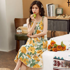 Suspender nightdress female summer cute and sweet   style long thin section long skirt female summer pajamas dress new