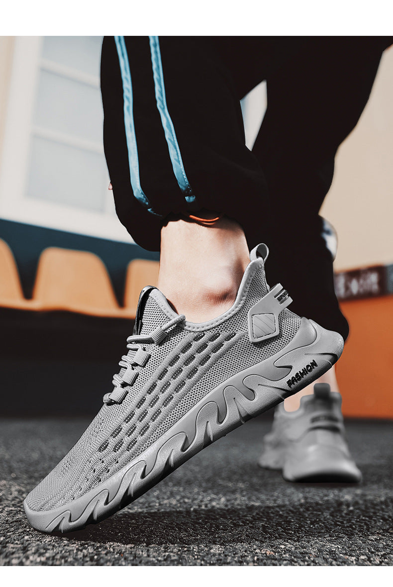 Men's shoes 2023 new summer breathable thin section flying mesh shoes men's casual all-match deodorant mesh sports trendy shoes