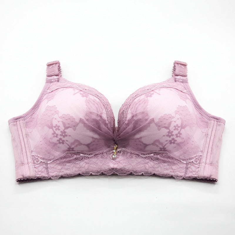 Lace, no steel ring, small chest gather bra