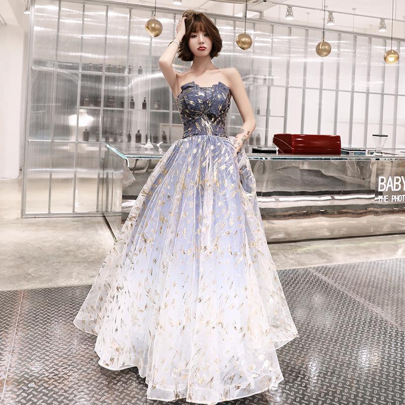 Best-selling new tube top banquet evening dress 2022 new long section  temperament celebrity one-shoulder host annual meeting dress skirt female