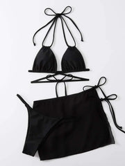 New drawstring straps solid color three-piece sexy bikini