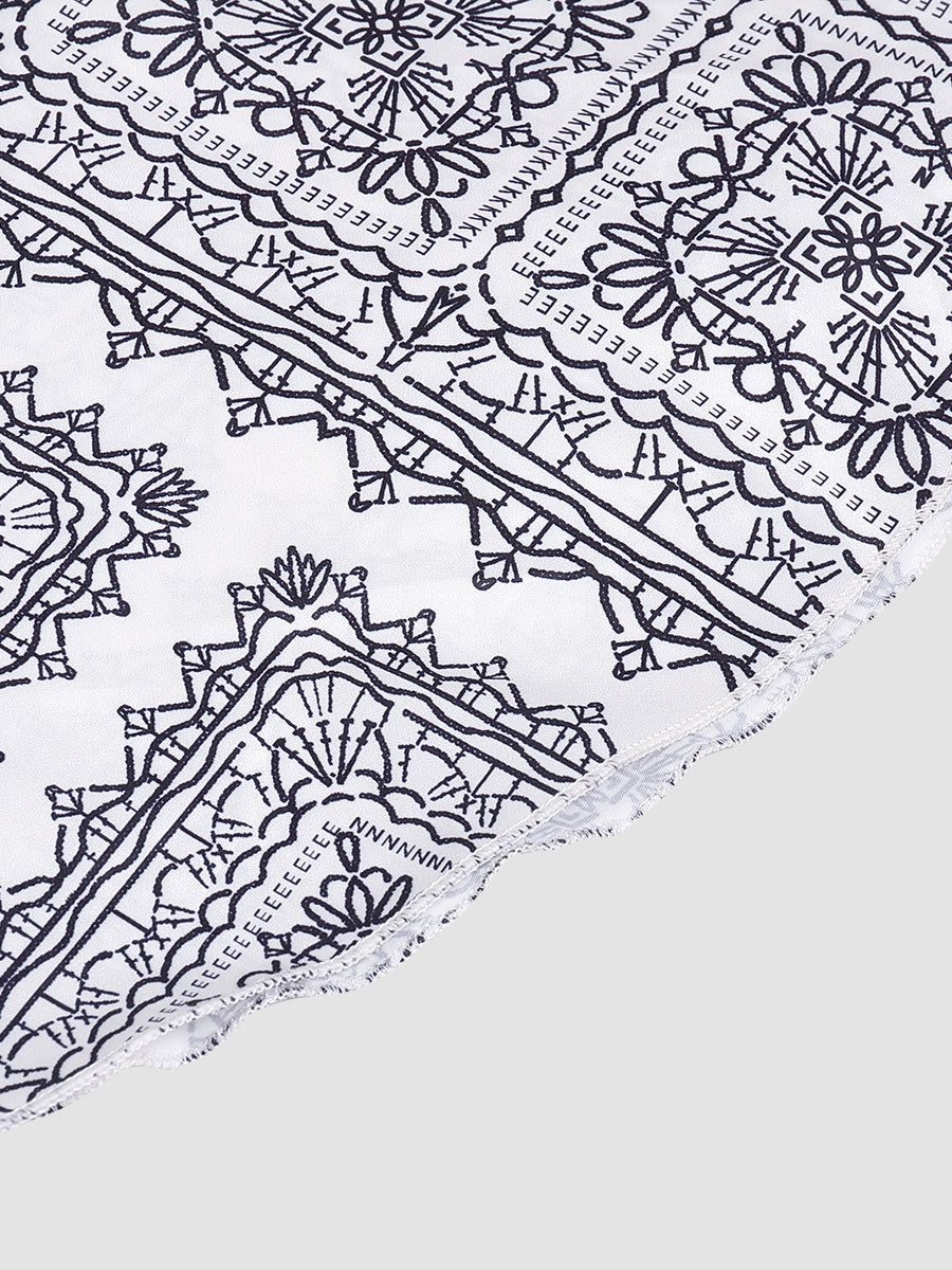 Elegant off-the-shoulder fashion print tie dress