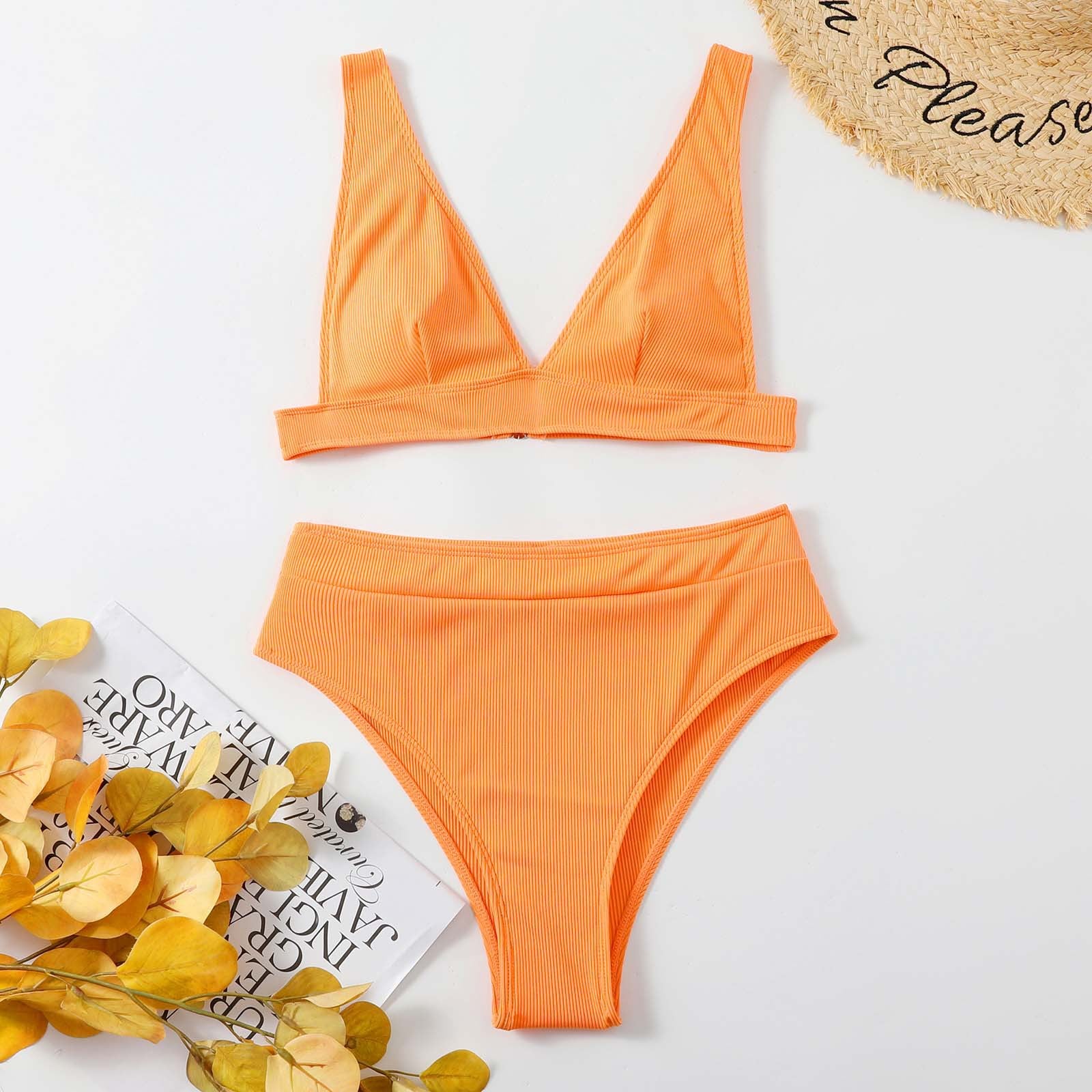 European and American new  waist  swimsuit independent station Amazon hot selling sexy split