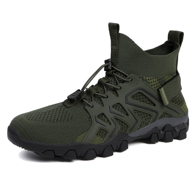 Men's hiking shoes flying woven high-top large size river tracing shoes Men's summer hiking shoes women's outdoor amphibious shoes breathable fashion
