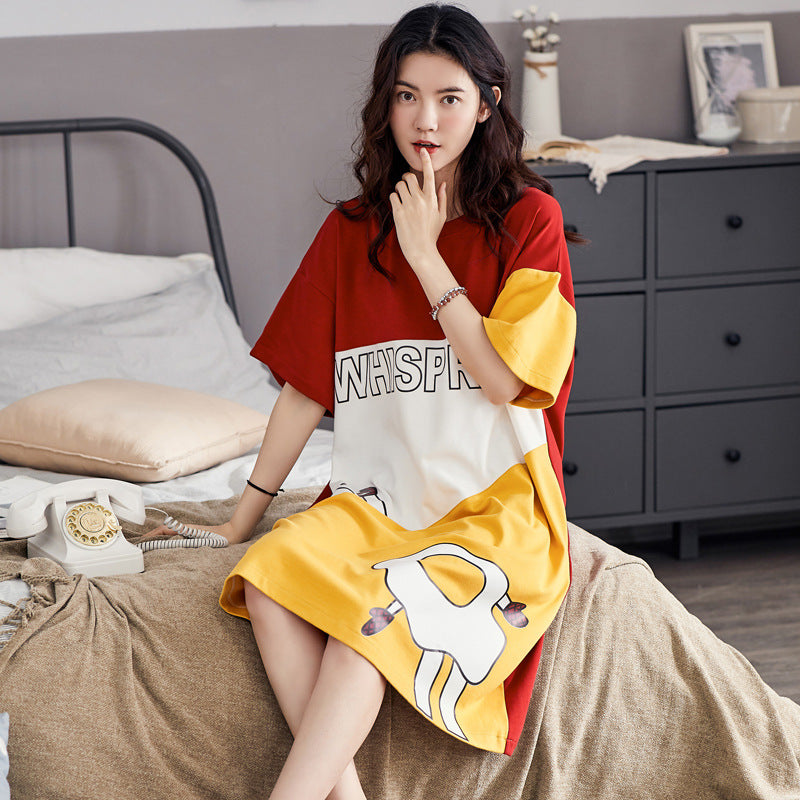 New cotton gauze home comfortable sweat-absorbing suspender nightdress