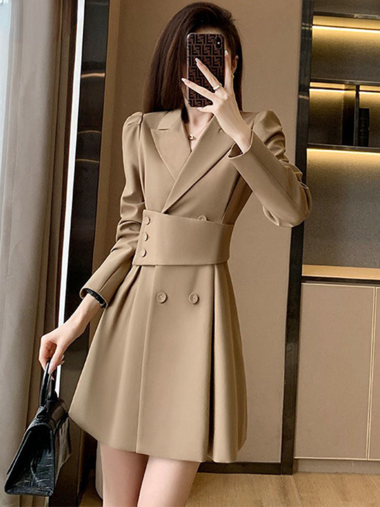 Office women's long-sleeved dress ladies young elegant fashion slit autumn new simple fashion high waist Korean version all collocations 4.21