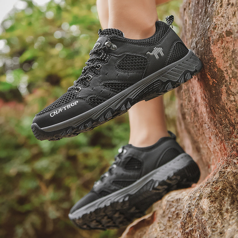 Outdoor hiking shoes men's summer breathable mesh sports shoes tendon bottom wear-resistant  hiking travel shoes thick bottom