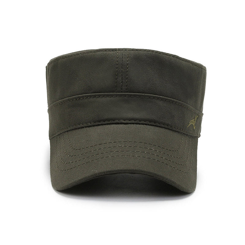 Fashion Military Cap Men Cotton Flat Top Hat Solid Color Outdoor Casual Sun  Hat Fashion Baseball Cap sunshade cap Vintage dad hat