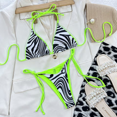 European and American style new women's bikini suit sexy bikini strapless backless zebra stripes summer seaside vacation beach swimming navel low-cut