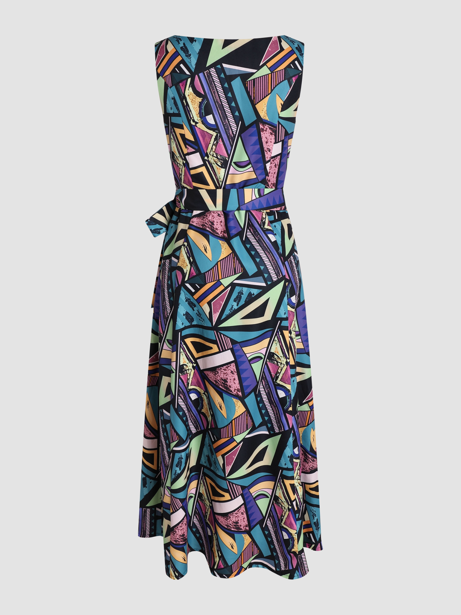 Multicolored Geometric Print Sleeveless Dress