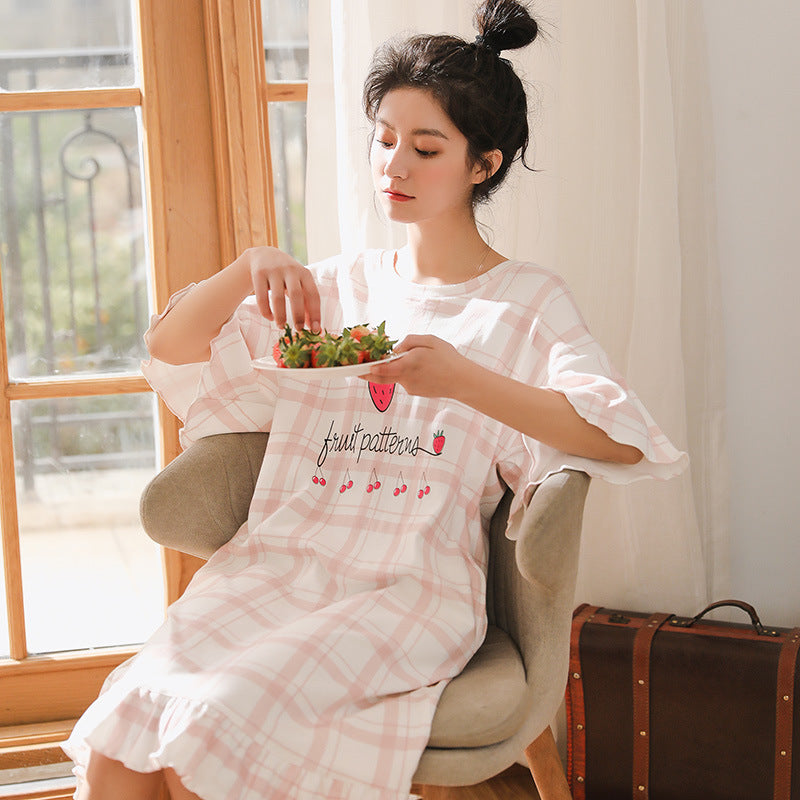 New cotton gauze home comfortable sweat-absorbing suspender nightdress