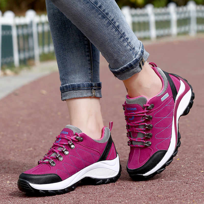 Women Shoes Outdoor Casual Running Shoes Suede Leather Waterproof Sports Shoes Hiking Shoes Women Heighten Shoes Air Cushion Jogging Shoes Comfortable