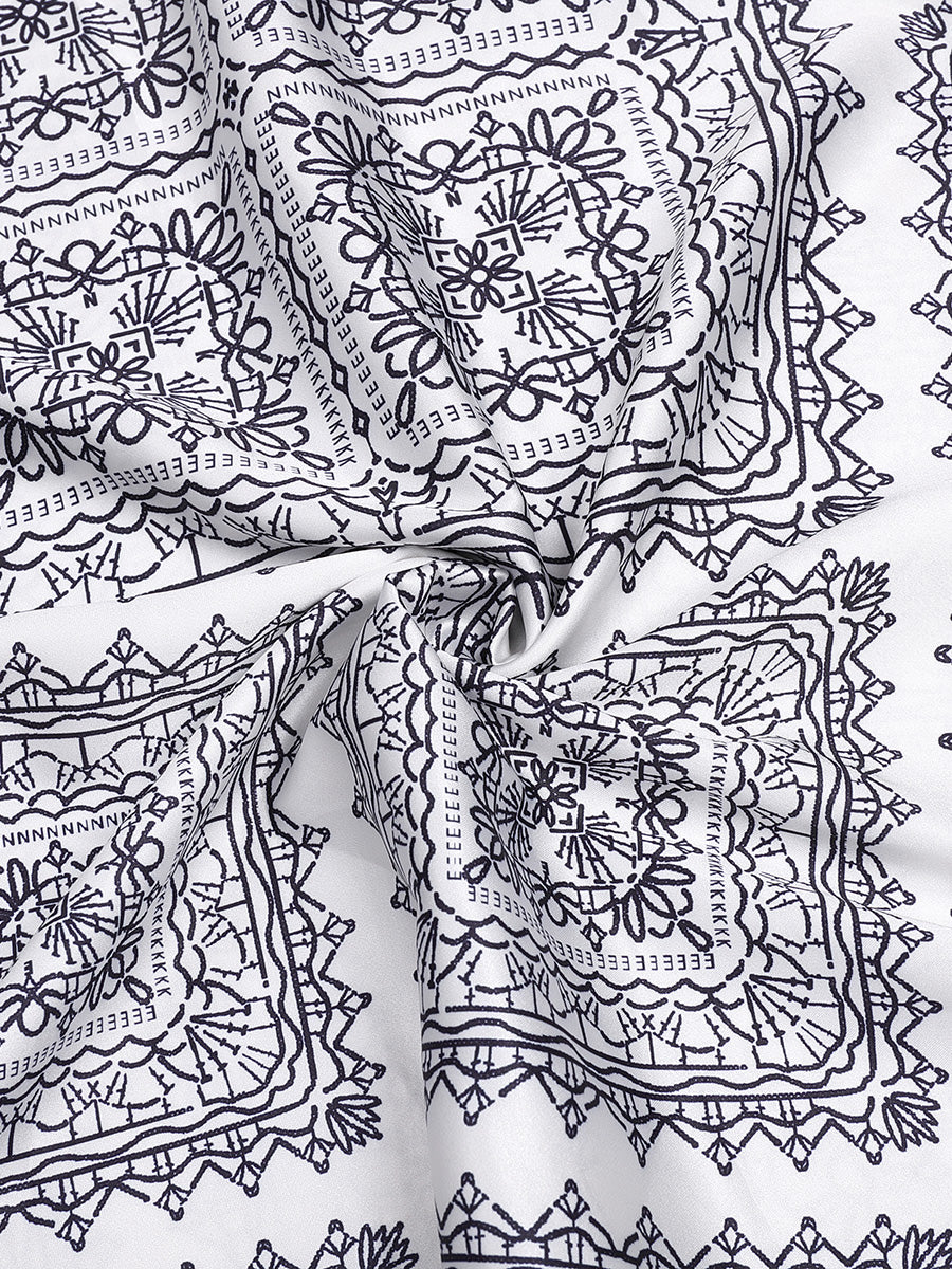 Elegant off-the-shoulder fashion print tie dress