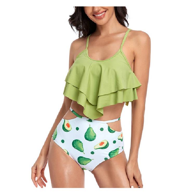 Summer  2021  Waist Swimsuit 2 Piece Female Biquini Fruit Print Women'S Swimwear Bathing Suit Women Swimsuit Ladies
