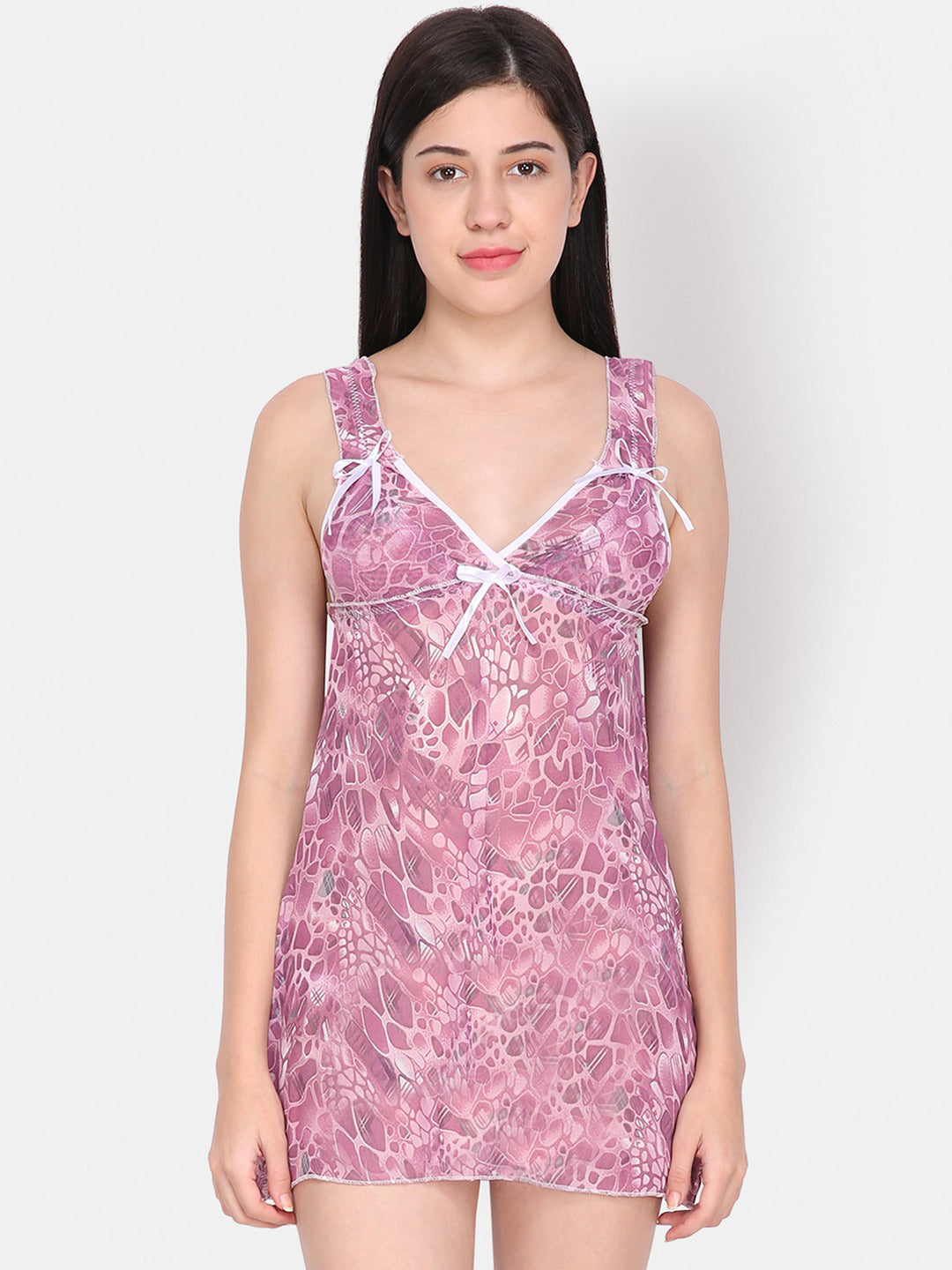 Women's Sexy Pajamas Lace Mesh Deep V Sling Nightdress Pattern Home Short Skirt