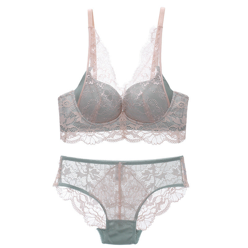 New style sexy lace  underwear set, comfortable medium-thick cup gathers, adjustable small-breasted women's bra, French   style