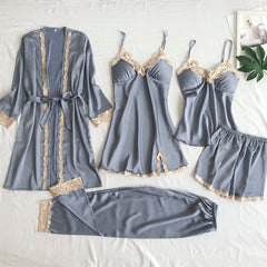 Sexy lingerie five-piece set suspenders sexy ladies home clothes pajamas