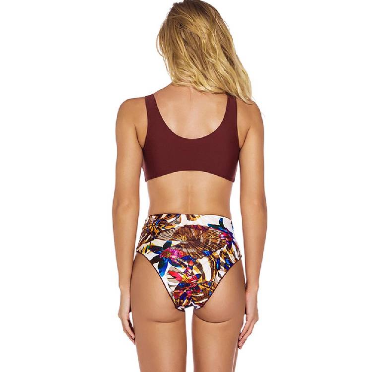 New Print V Neck Bikini Female Swimsuit Women Swimwear High Waist Bikini Set Bather Bathing Suit Swim Lady