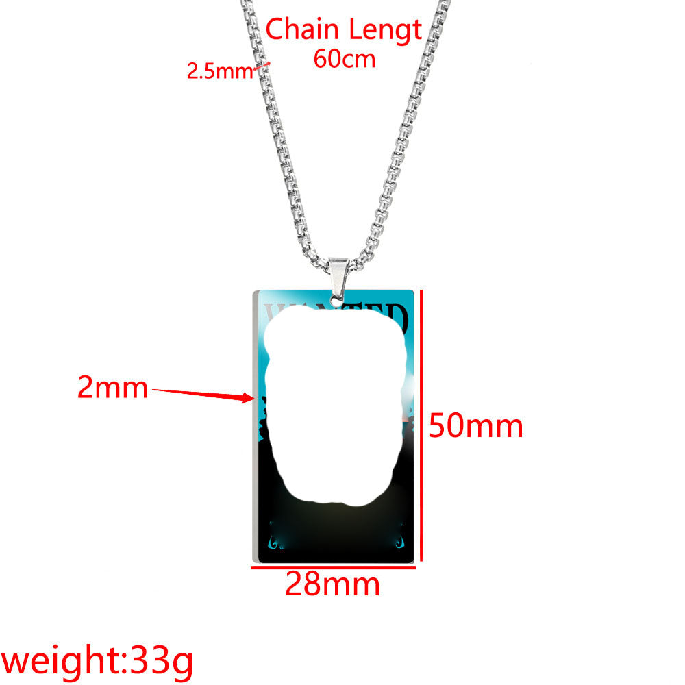 New poster Pirate King wanted titanium steel military  necklace 3 billion Pirate King stainless steel pendant dog